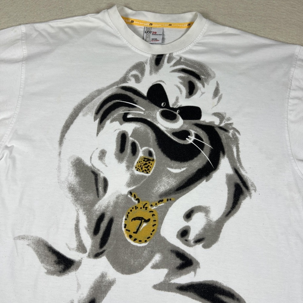 Y2K LOT29 Taz Looney Tunes Shirt Mens 3XL White‎ Graphic Tee Cartoon Streetwear